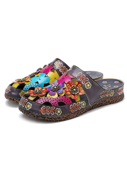 Flowers Handmade Colorful Slippers Sandals by Colorstepshoes – Don't Panic Shoes