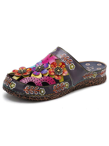 Flowers Handmade Colorful Slippers Sandals by Colorstepshoes – Don't Panic Shoes