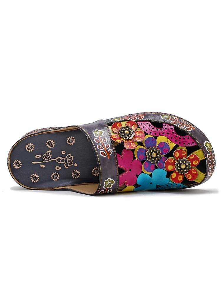 Flowers Handmade Colorful Slippers Sandals by Colorstepshoes – Don't Panic Shoes
