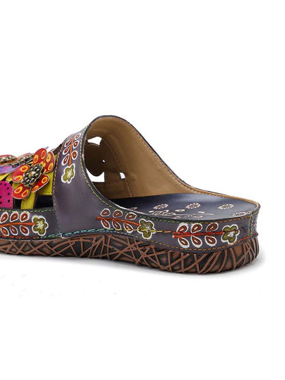 Flowers Handmade Colorful Slippers Sandals by Colorstepshoes – Don't Panic Shoes