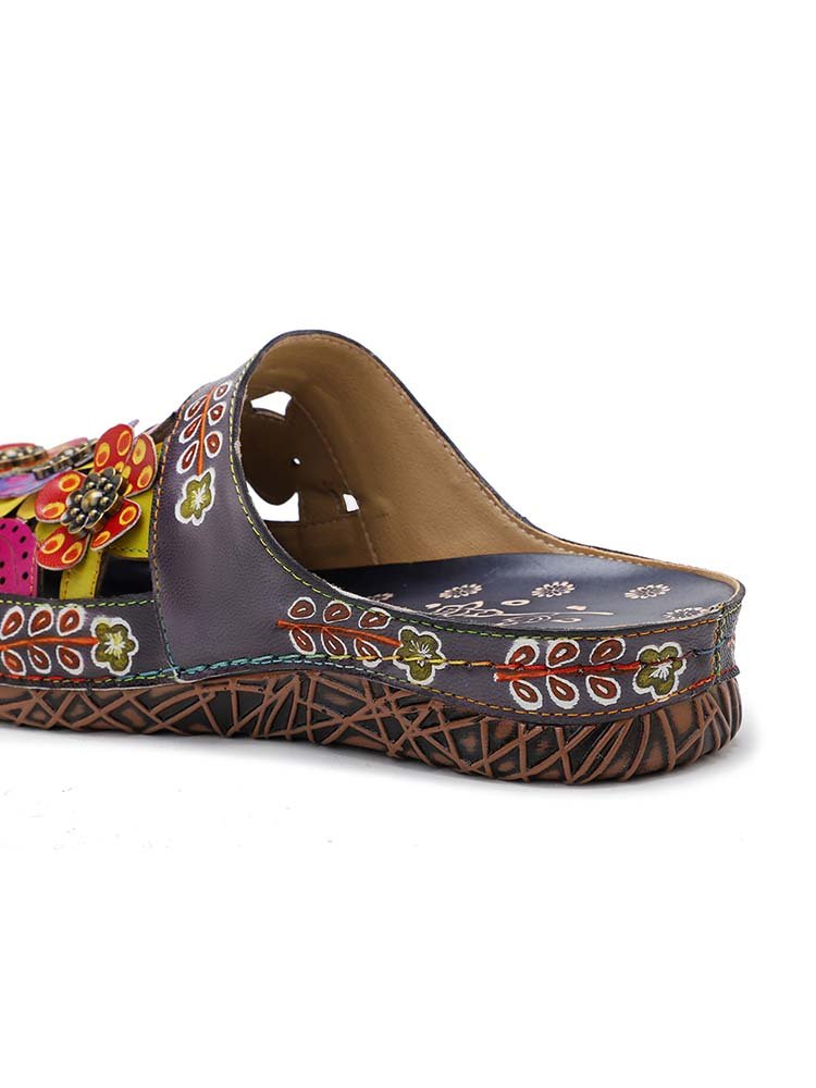 Flowers Handmade Colorful Slippers Sandals by Colorstepshoes – Don't Panic Shoes