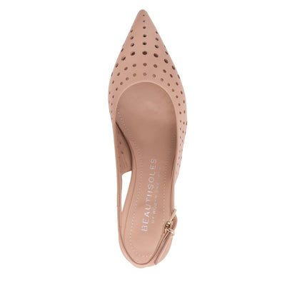 Flynn Kitten Heel Leather Slingback Women’S Memory Foam Heels by Beautiisoles – Don't Panic Shoes