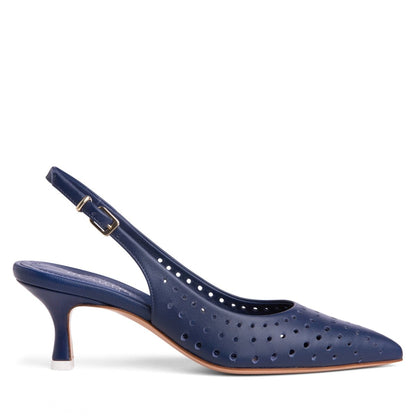 Flynn Kitten Heel Women’S Leather Slingback Almond Toe Pump Heels by Beautiisoles – Don't Panic Shoes