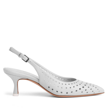 Flynn Kitten Heel Women’S Leather Slingback Almond Toe Pump Heels by Beautiisoles – Don't Panic Shoes