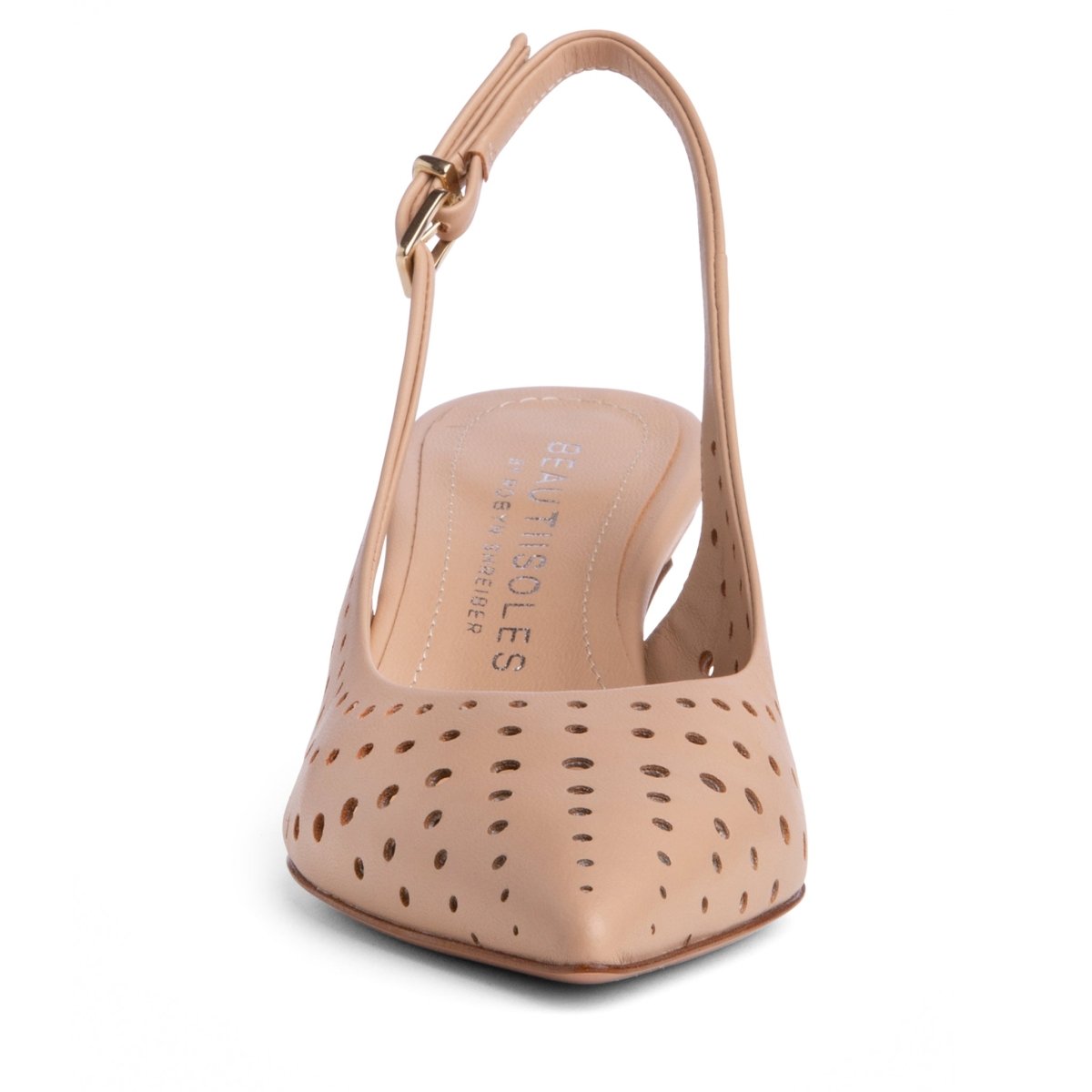 Flynn Kitten Heel Women’S Leather Slingback Cushioned Heels by Beautiisoles – Don't Panic Shoes