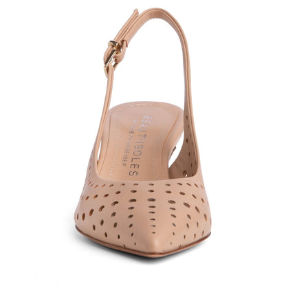 Flynn Kitten Heel Women’S Leather Slingback Cushioned Heels by Beautiisoles – Don't Panic Shoes