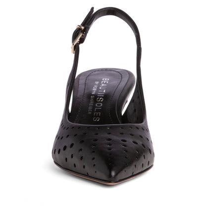 Flynn Kitten Heel Women’S Leather Slingback Cushioned Heels by Beautiisoles – Don't Panic Shoes