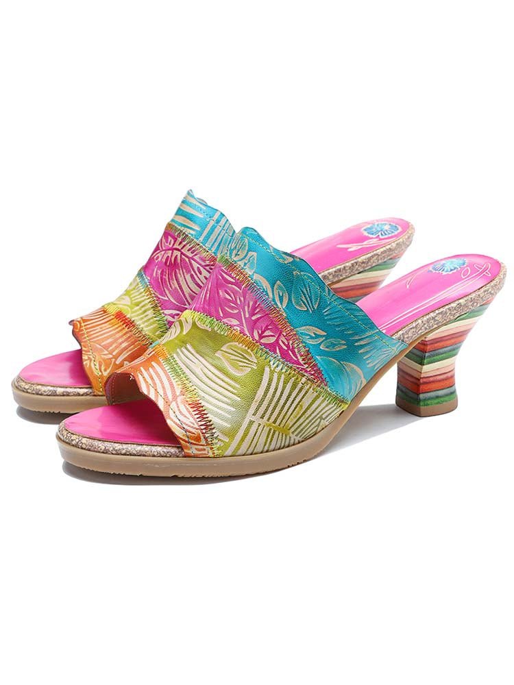 Four Color Splicing Slippers Pumps by Colorstepshoes – Don't Panic Shoes