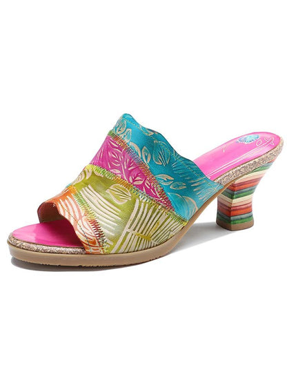 Four Color Splicing Slippers Pumps by Colorstepshoes – Don't Panic Shoes