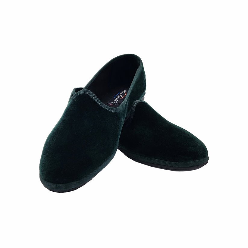 Friulane Velvet Flats Dark Green Traditional Indoor Shoes Slip On by Mar Soreli – Don't Panic Shoes