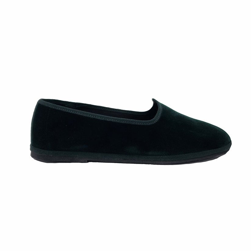 Friulane Velvet Flats Dark Green Traditional Indoor Shoes Slip On by Mar Soreli – Don't Panic Shoes