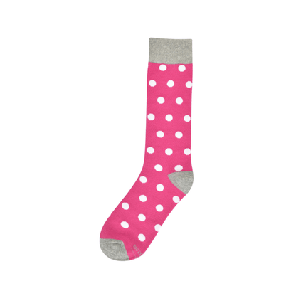 Fuchsia White Polka Dot Socks Pink Tastic Novelty Crew Pair Dreamhouse Ken Approved Socks by No Cold Feet – Don't Panic Shoes