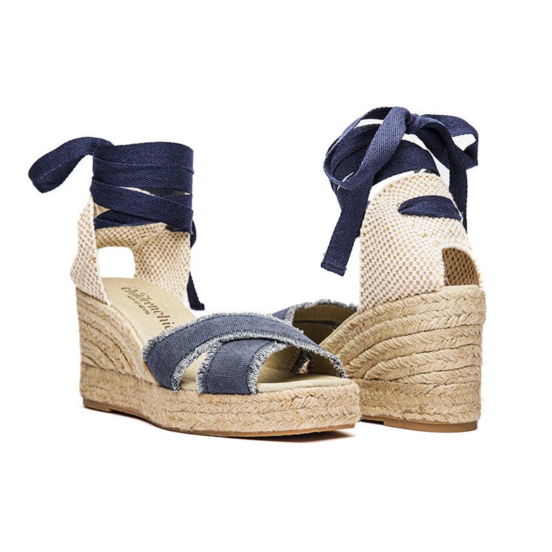 Gabi Navy Ankle Tie Espadrilles Made In Spain Non Slip Fashion by Childrenchic – Don't Panic Shoes