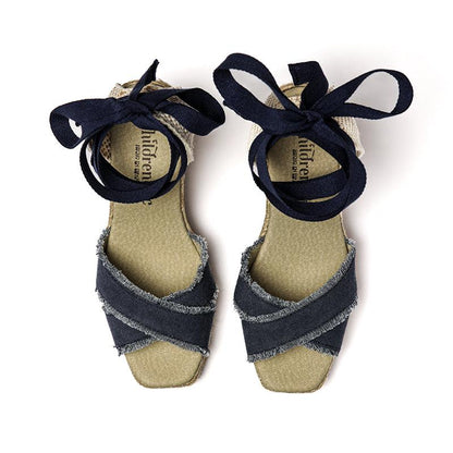 Gabi Navy Ankle Tie Espadrilles Made In Spain Non Slip Fashion by Childrenchic – Don't Panic Shoes