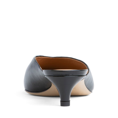 Gal Micro Heel Mule Women’S Black Crinkled Patent Leather Heels by Beautiisoles – Don't Panic Shoes