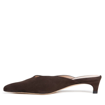 Gal Micro Heel Mule Women’S Brown Suede Kitten Memory Insole Heels by Beautiisoles – Don't Panic Shoes