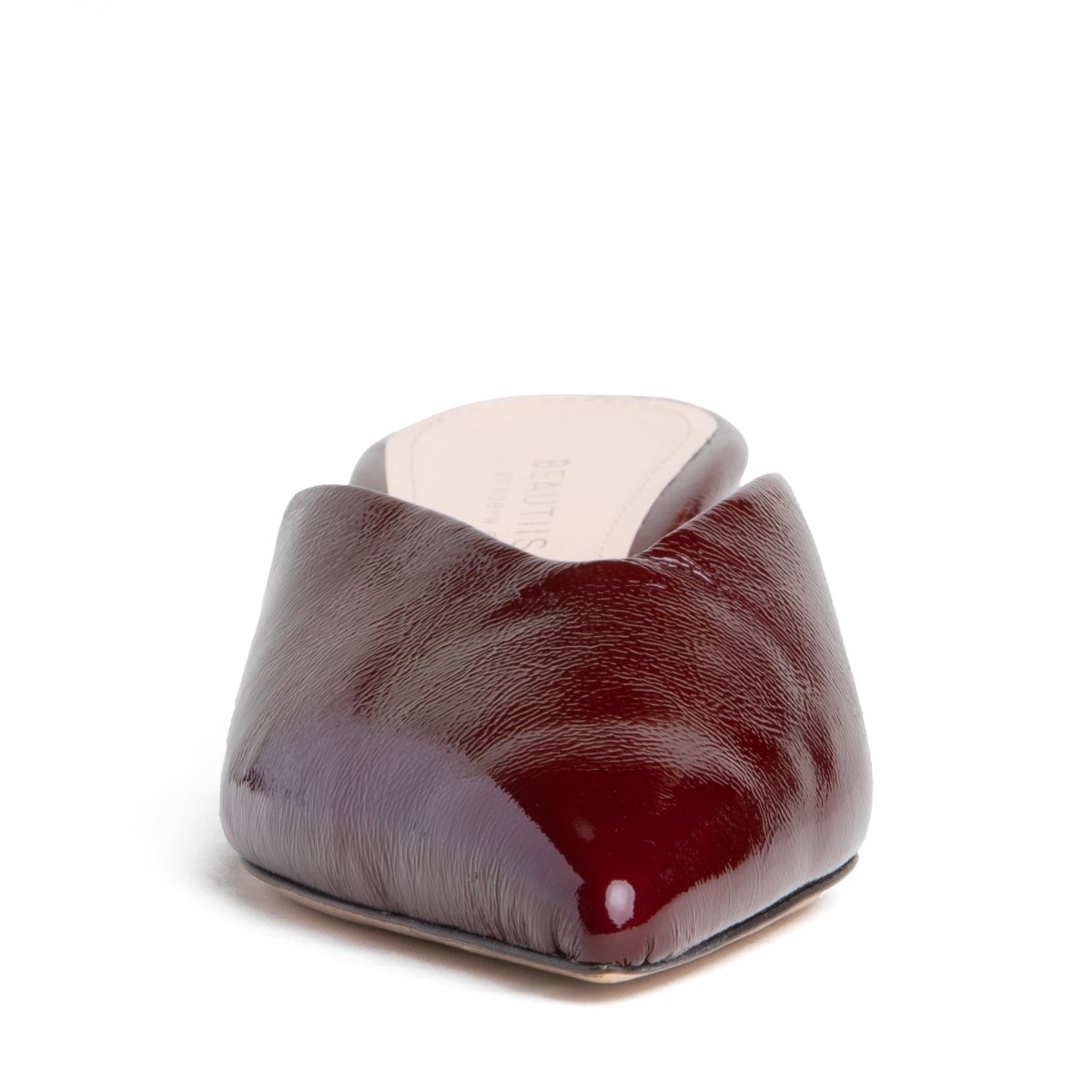 Gal Micro Heel Mule Women’S Crinkled Leather Burgundy Heels by Beautiisoles – Don't Panic Shoes