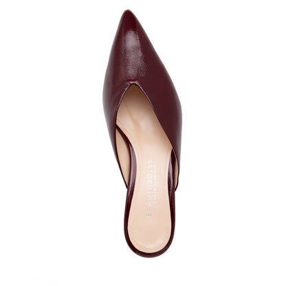 Gal Micro Heel Mule Women’S Crinkled Leather Burgundy Heels by Beautiisoles – Don't Panic Shoes