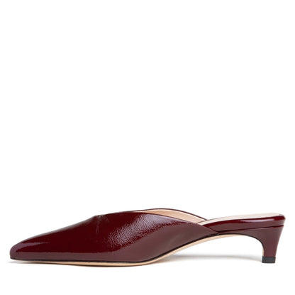 Gal Micro Heel Mule Women’S Crinkled Leather Burgundy Heels by Beautiisoles – Don't Panic Shoes