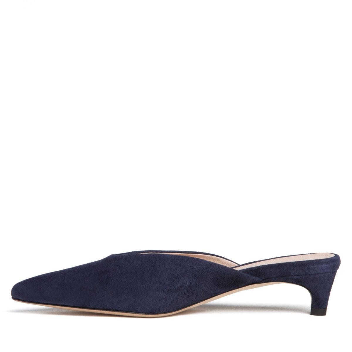Gal Micro Heel Mule Women’S Navy Suede Memory Foam Heels by Beautiisoles – Don't Panic Shoes