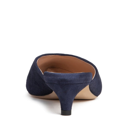Gal Micro Heel Mule Women’S Navy Suede Memory Foam Heels by Beautiisoles – Don't Panic Shoes