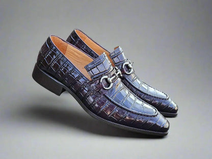 Gator Embossed Leather Buckle Loafer Classic Ks503 - 61e Shoes by Carrucci Shoes – Don't Panic Shoes