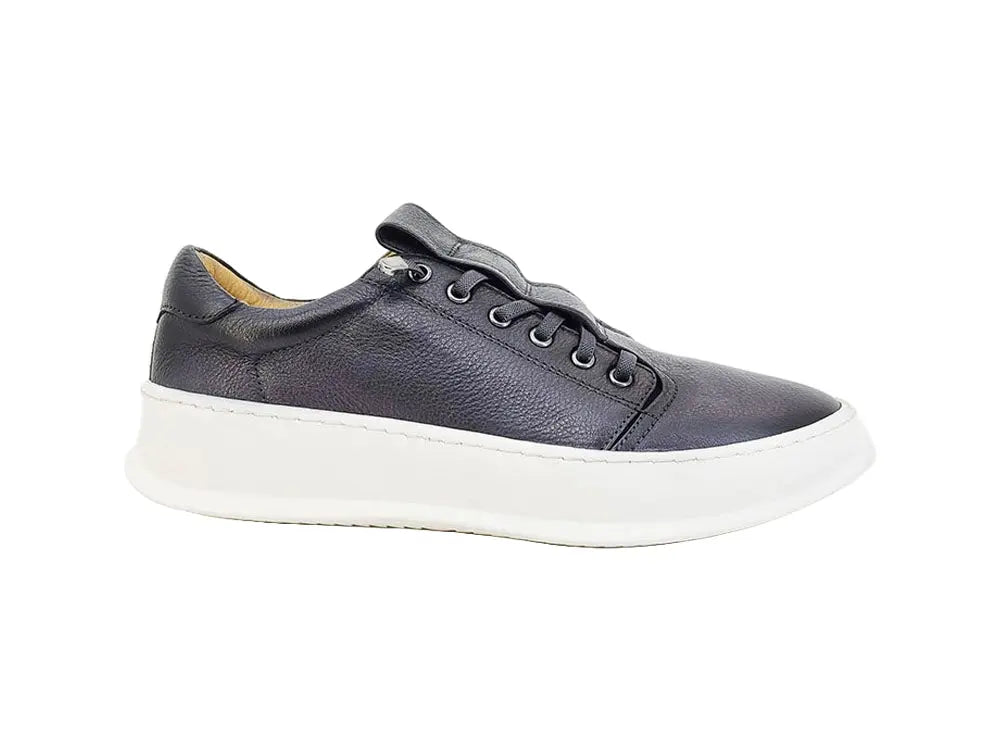 Genuine Ks671 - 11 Calfskin Leather Slip On Sneakers Grey Sneakers by Carrucci Shoes – Don't Panic Shoes