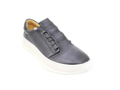 Genuine Ks671 - 11 Calfskin Leather Slip On Sneakers Grey Sneakers by Carrucci Shoes – Don't Panic Shoes