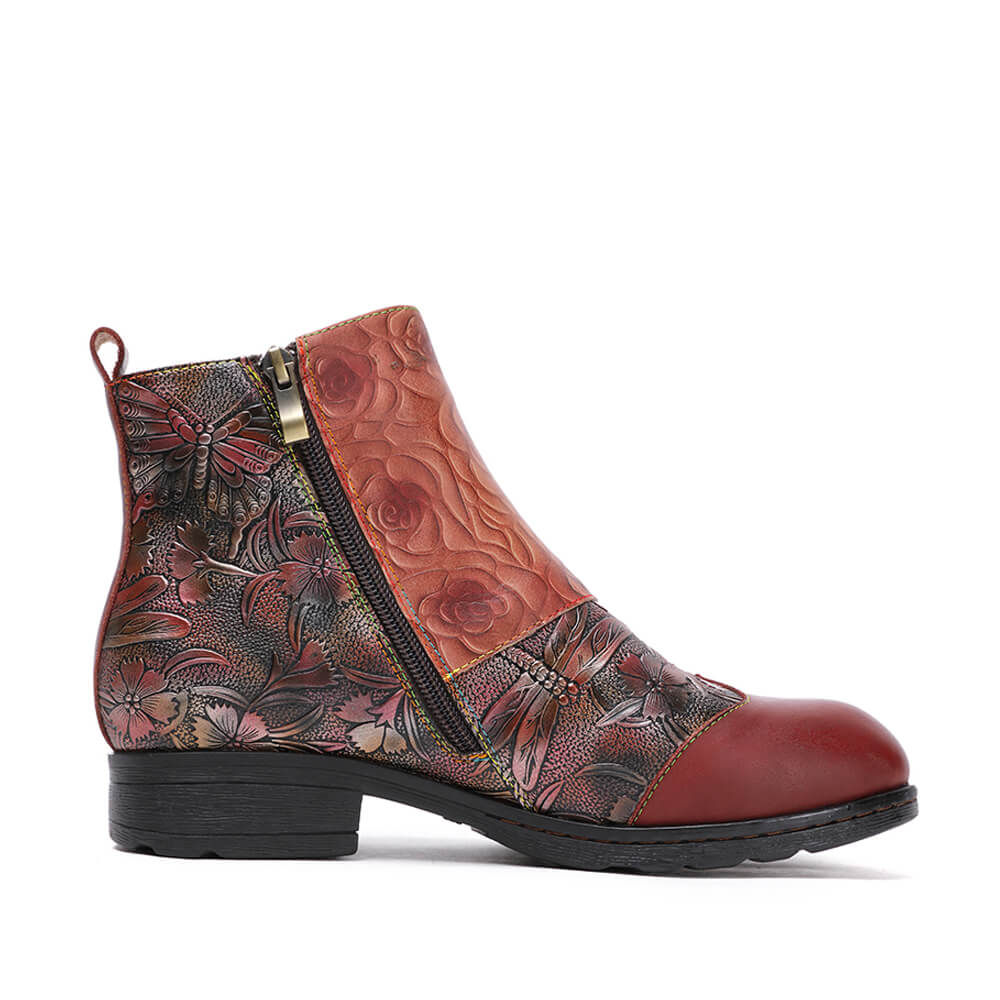 Genuine Leather Hand Painted Flat Boots ankle boots by Colorstepshoes – Don't Panic Shoes