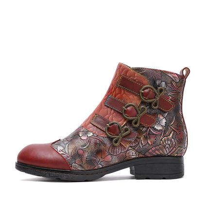 Genuine Leather Hand Painted Flat Boots ankle boots by Colorstepshoes – Don't Panic Shoes