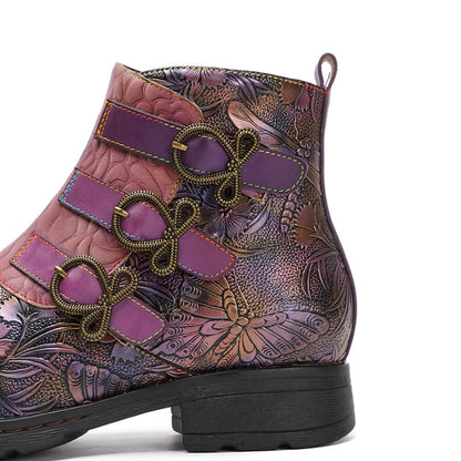 Genuine Leather Hand Painted Flat Boots ankle boots by Colorstepshoes – Don't Panic Shoes