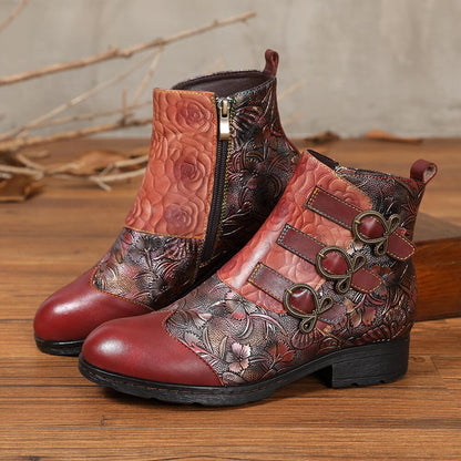 Genuine Leather Hand Painted Flat Boots ankle boots by Colorstepshoes – Don't Panic Shoes