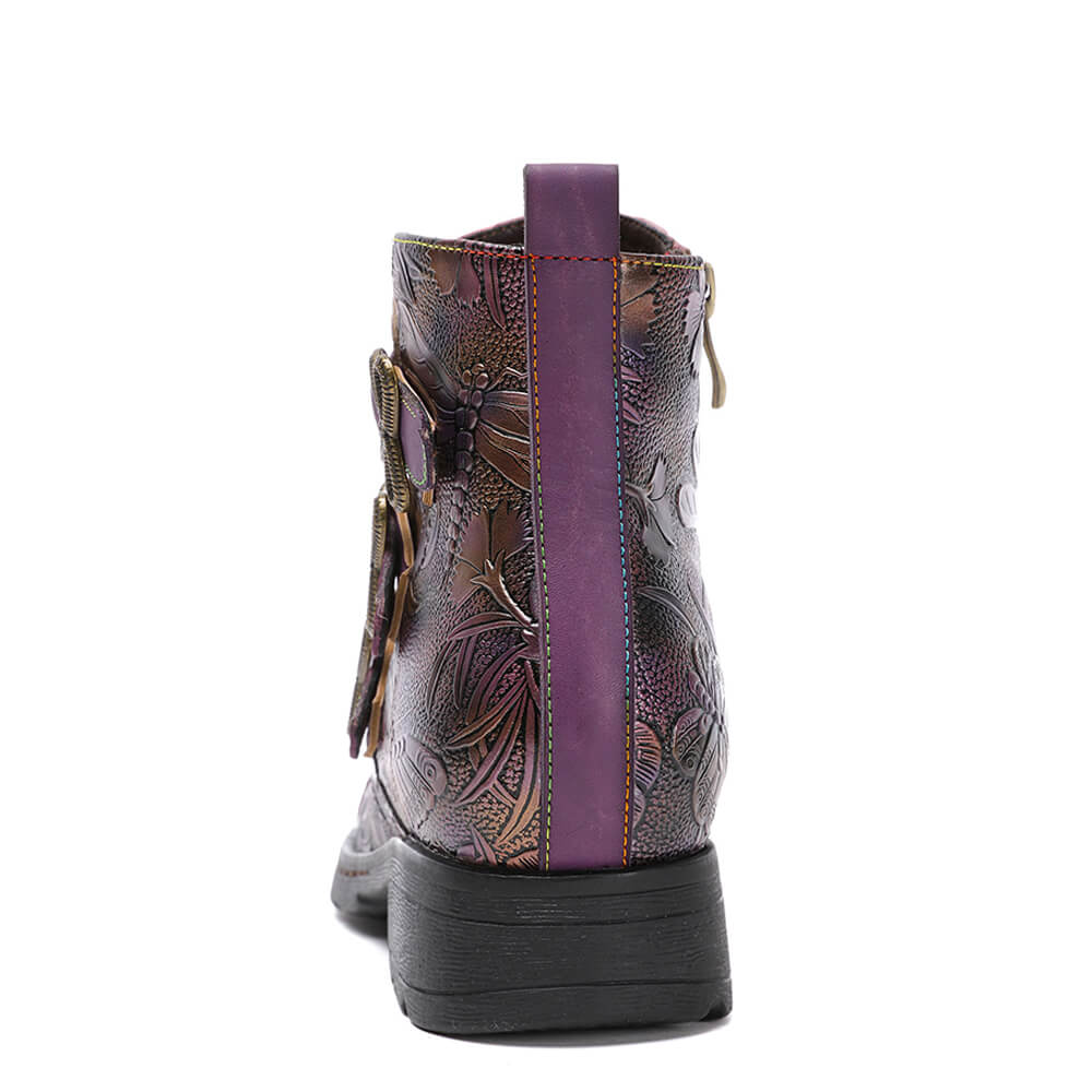 Genuine Leather Hand Painted Flat Boots ankle boots by Colorstepshoes – Don't Panic Shoes