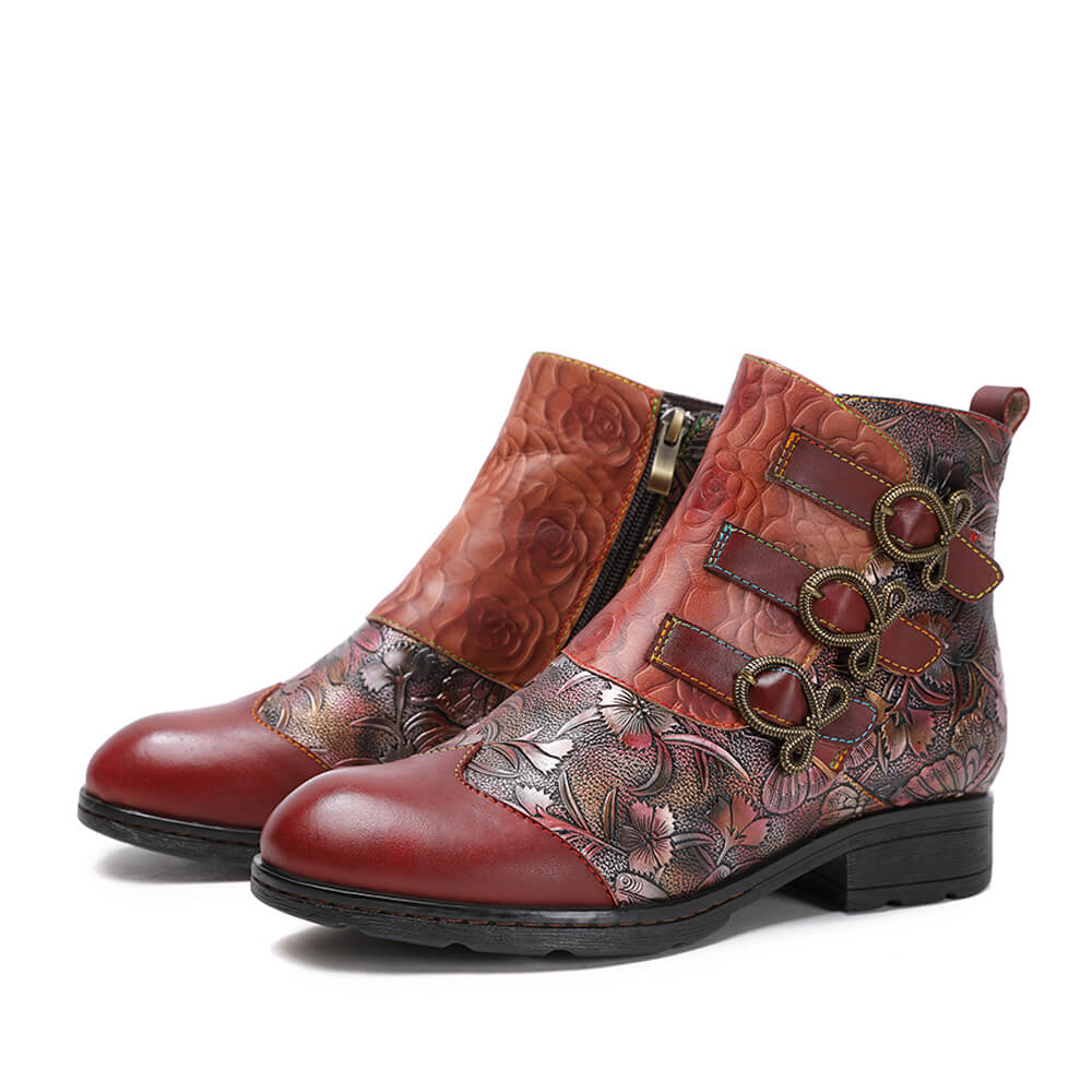 Genuine Leather Hand Painted Flat Boots ankle boots by Colorstepshoes – Don't Panic Shoes