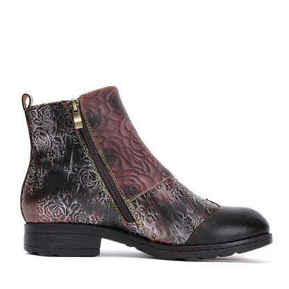 Genuine Leather Hand Painted Flat Boots ankle boots by Colorstepshoes – Don't Panic Shoes