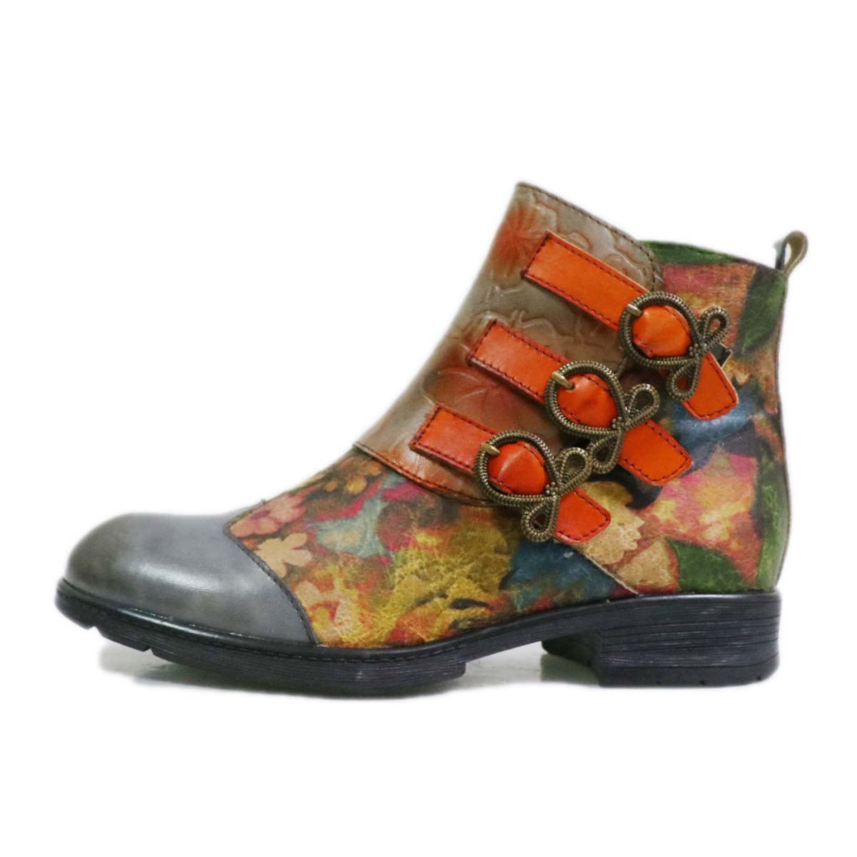 Genuine Leather Hand Painted Flat Boots ankle boots by Colorstepshoes – Don't Panic Shoes