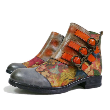 Genuine Leather Hand Painted Flat Boots ankle boots by Colorstepshoes – Don't Panic Shoes