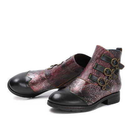 Genuine Leather Hand Painted Flat Boots ankle boots by Colorstepshoes – Don't Panic Shoes