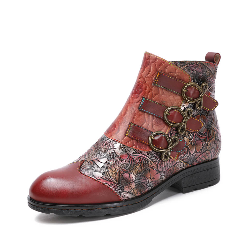 Genuine Leather Hand Painted Flat Boots ankle boots by Colorstepshoes – Don't Panic Shoes