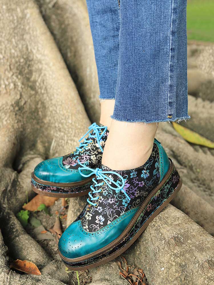 Genuine Leather Handmade Flat Platform Shoes Flat by Colorstepshoes – Don't Panic Shoes