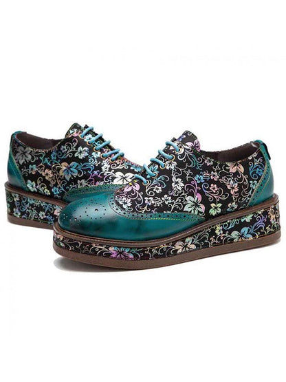 Genuine Leather Handmade Flat Platform Shoes Flat by Colorstepshoes – Don't Panic Shoes