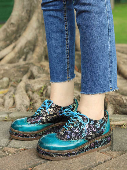 Genuine Leather Handmade Flat Platform Shoes Flat by Colorstepshoes – Don't Panic Shoes