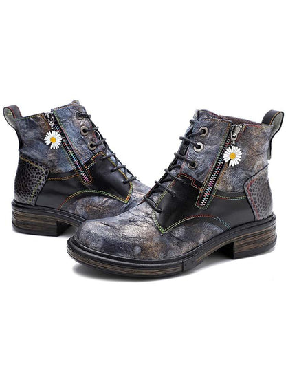 Genuine Leather Vintage Ankle Boots Booties by Colorstepshoes – Don't Panic Shoes