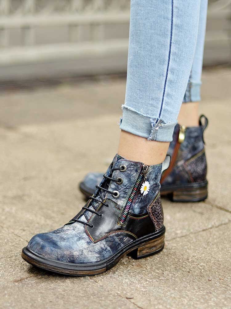 Genuine Leather Vintage Ankle Boots Booties by Colorstepshoes – Don't Panic Shoes