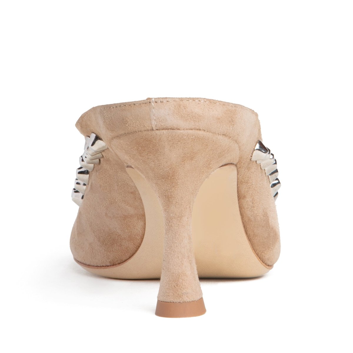 Georgia Studded Mule Women’S Suede Camel Medium Heel Heels by Beautiisoles – Don't Panic Shoes