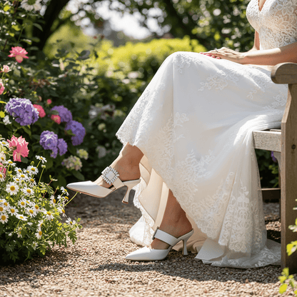 Georgina Evening Mule Women’S Pearlized White Leather Heels by Beautiisoles – Don't Panic Shoes