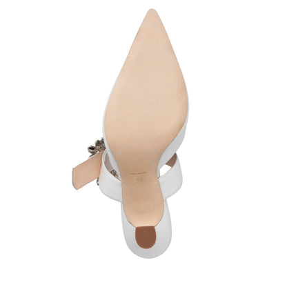 Georgina Evening Mule Women’S Pearlized White Leather Heels by Beautiisoles – Don't Panic Shoes