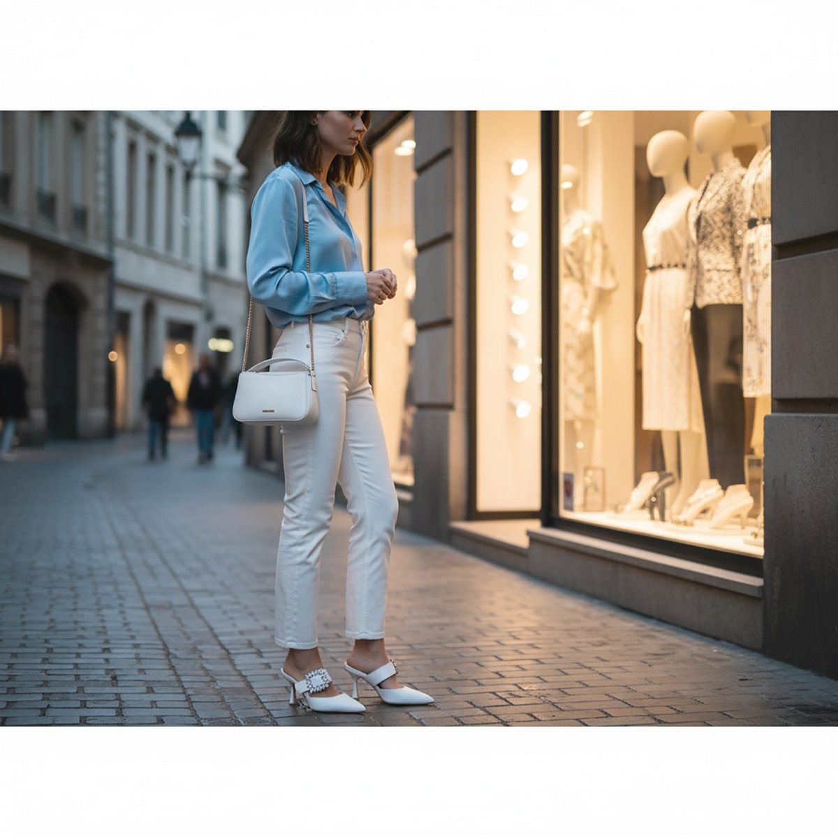 Georgina Evening Mule Women’S Pearlized White Leather Heels by Beautiisoles – Don't Panic Shoes