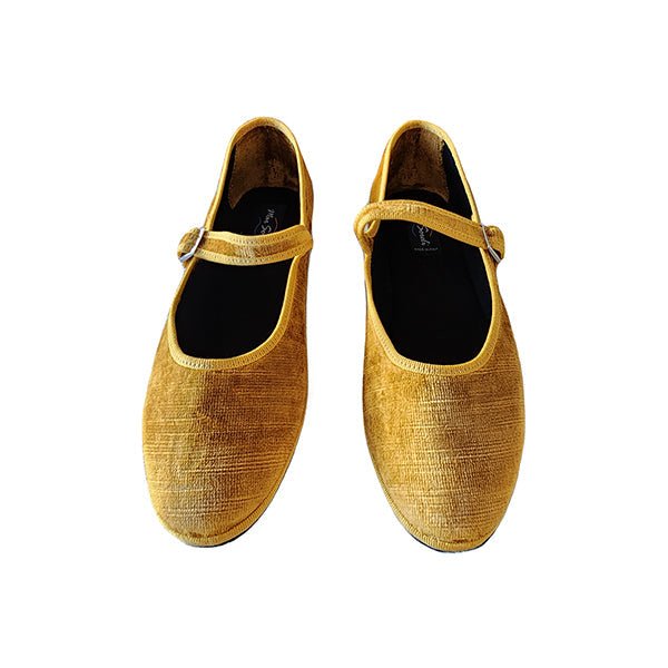 Ginger Mary Jane Handmade Italian Design Womens Velvet Ocra Slip On by Mar Soreli – Don't Panic Shoes