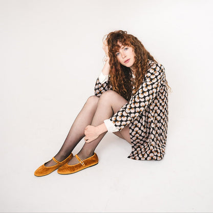 Ginger Mary Jane Handmade Italian Design Womens Velvet Ocra Slip On by Mar Soreli – Don't Panic Shoes